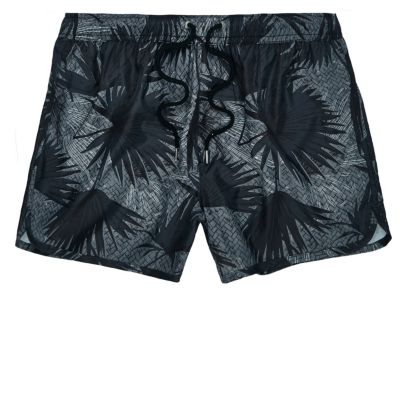 Navy palm leaf print swim shorts
